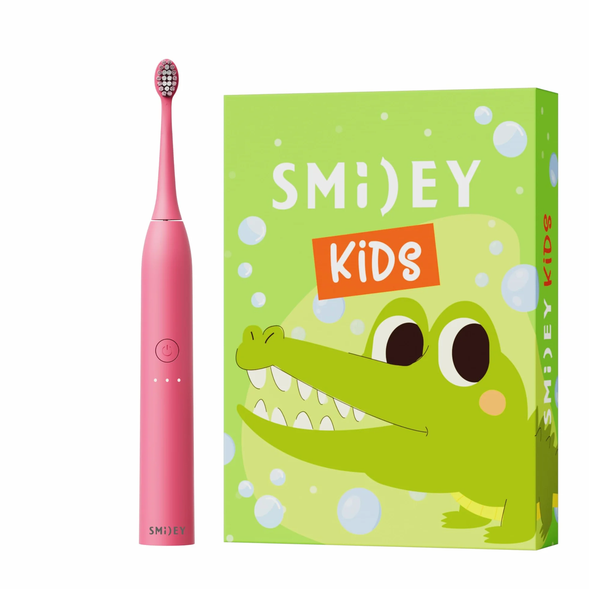SMILEY Kids Elektryczna szczoteczka do zębów dla dzieci | Ultradźwiękowe szczoteczki soniczne do zębów | Szczoteczka do zębów dla dzieci i akcesoria: kabel USB-C i zestaw naklejek