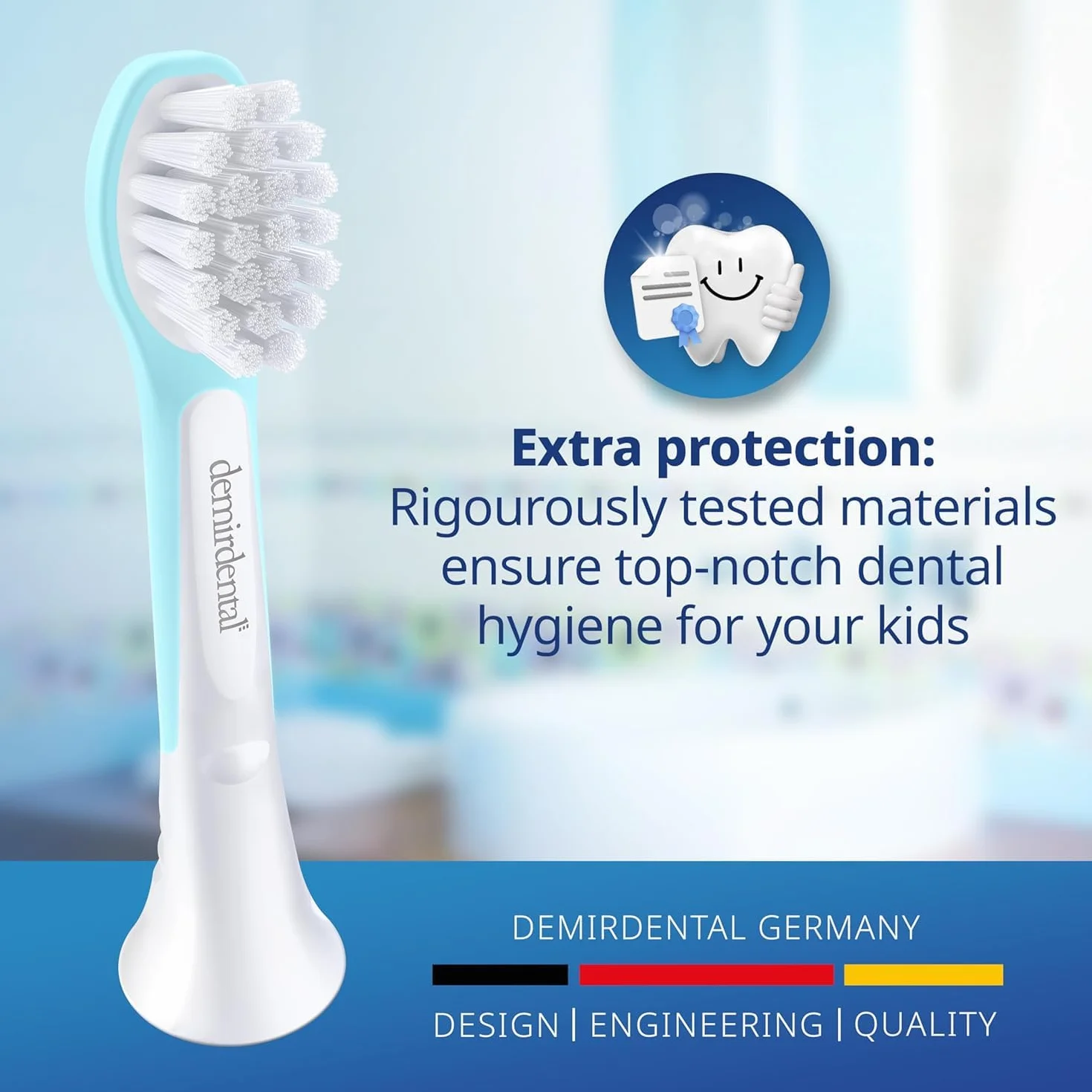 demirdental Szczotki zamienne dla dzieci, pasują do Philips Sonicare Kids Compact Mini, odpowiednie dla dzieci w wieku 3-6 lat, odpowiadają HX6034 HX6038, turkusowe, zestaw 8 sztuk