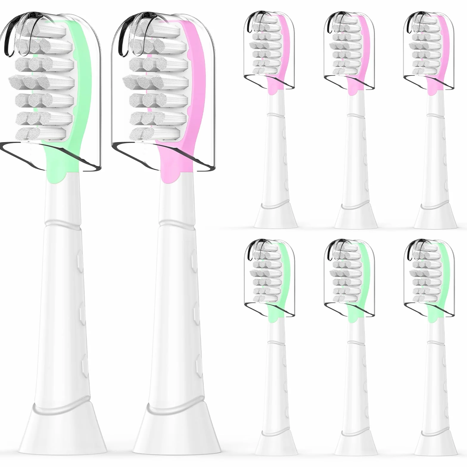 8 wymiennych szczoteczek do zębów kompatybilnych z Philips Sonicare dla dzieci w wieku od 7 lat, do szczoteczek do zębów dla dzieci, różowe/zielone
