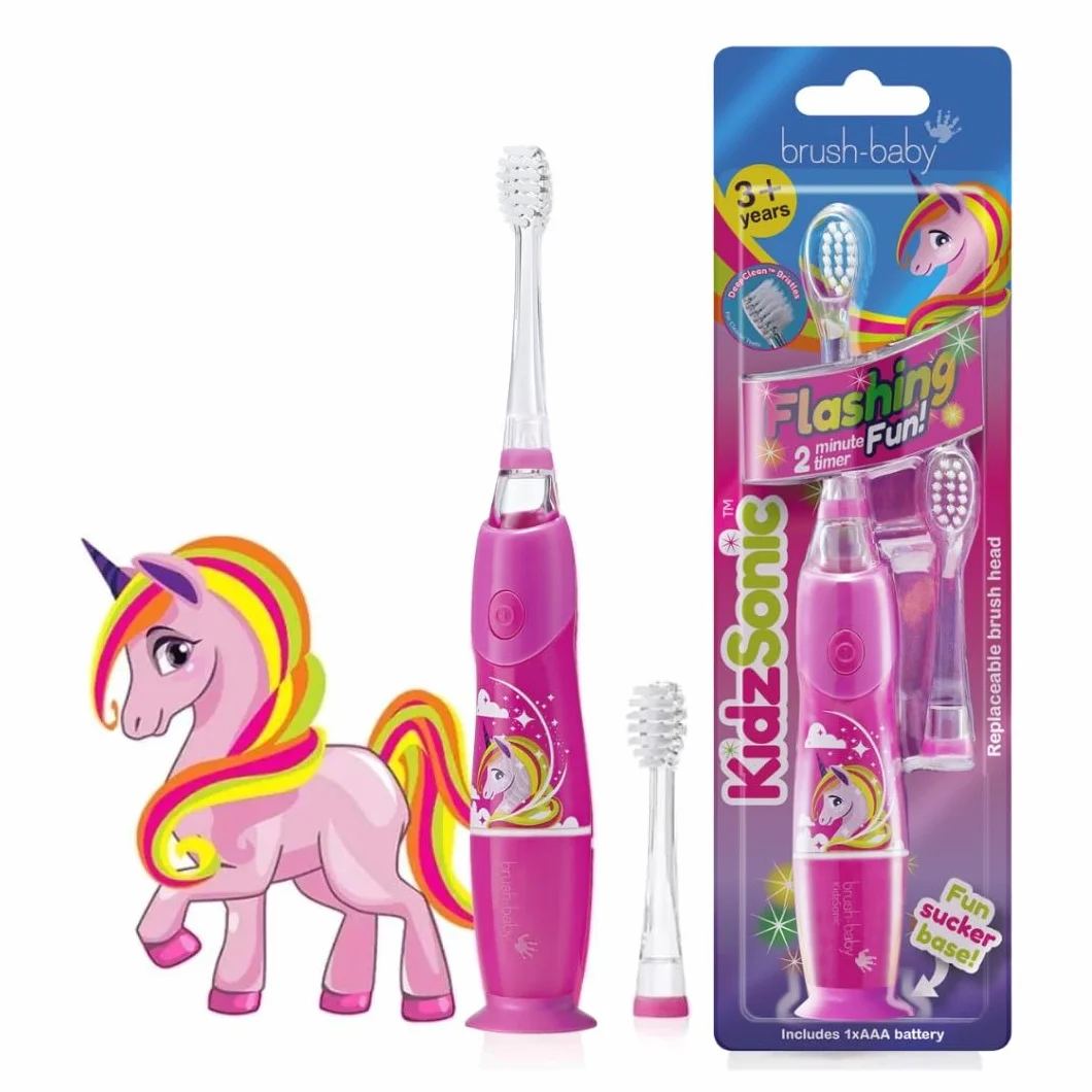 Brush-Baby Baby KidzSonic elektryczna szczoteczka do zębów dla małych dzieci i dzieci, dla dzieci od 3 lat (jednorożec), 1 sztuka (1 opakowanie)