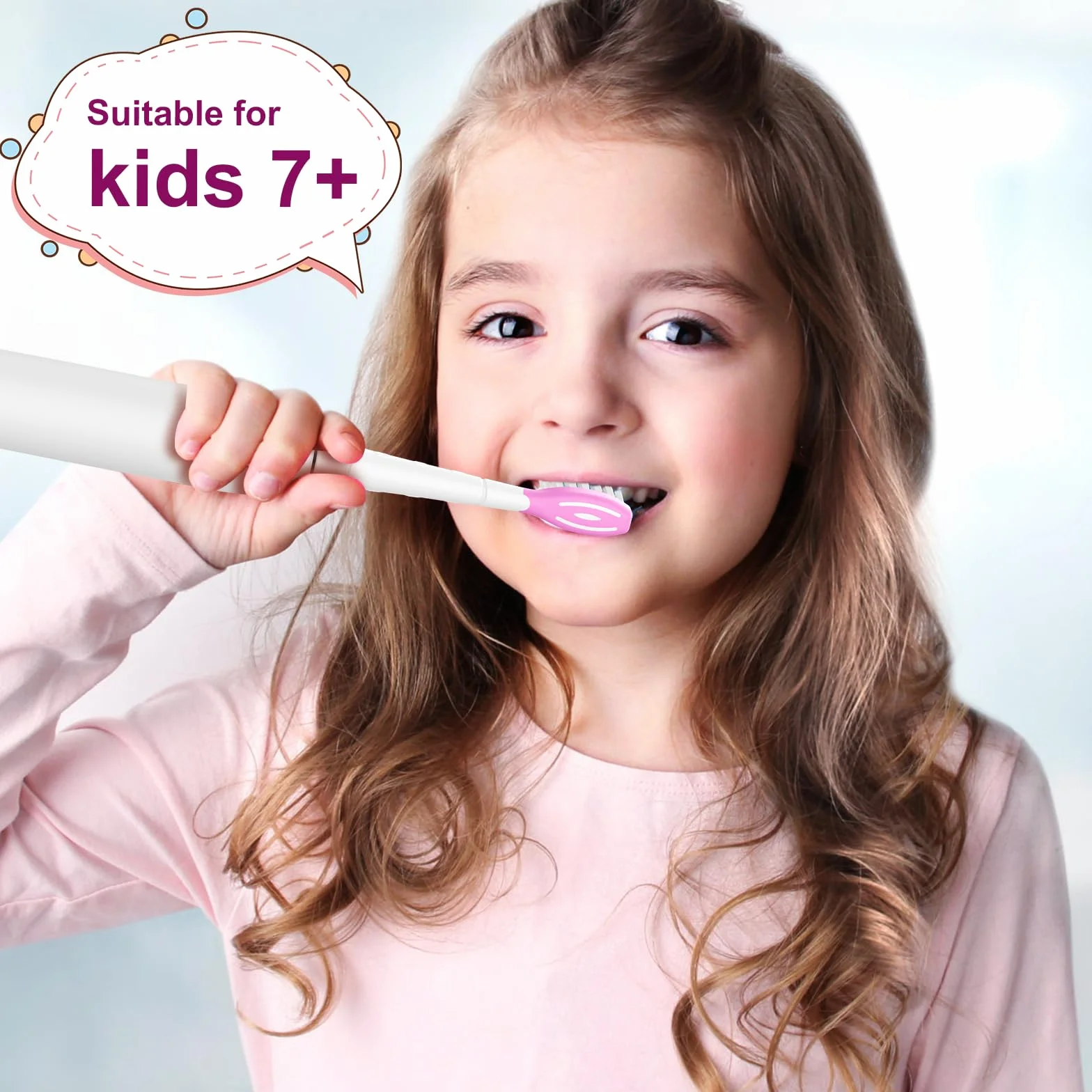 Szczoteczki do zębów dla dzieci kompatybilne z Philips Sonicare Electric Brushet dla dzieci od 7 lat, różowo-zielone, 4 sztuki