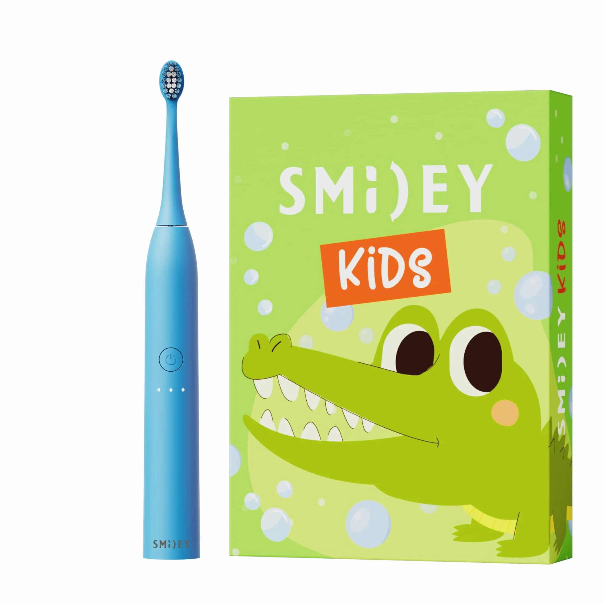 SMILEY Kids Elektryczna szczoteczka do zębów dla dzieci | Ultradźwiękowe szczoteczki soniczne do zębów | Szczoteczka do zębów dla dzieci i akcesoria: kabel USB-C i zestaw naklejek