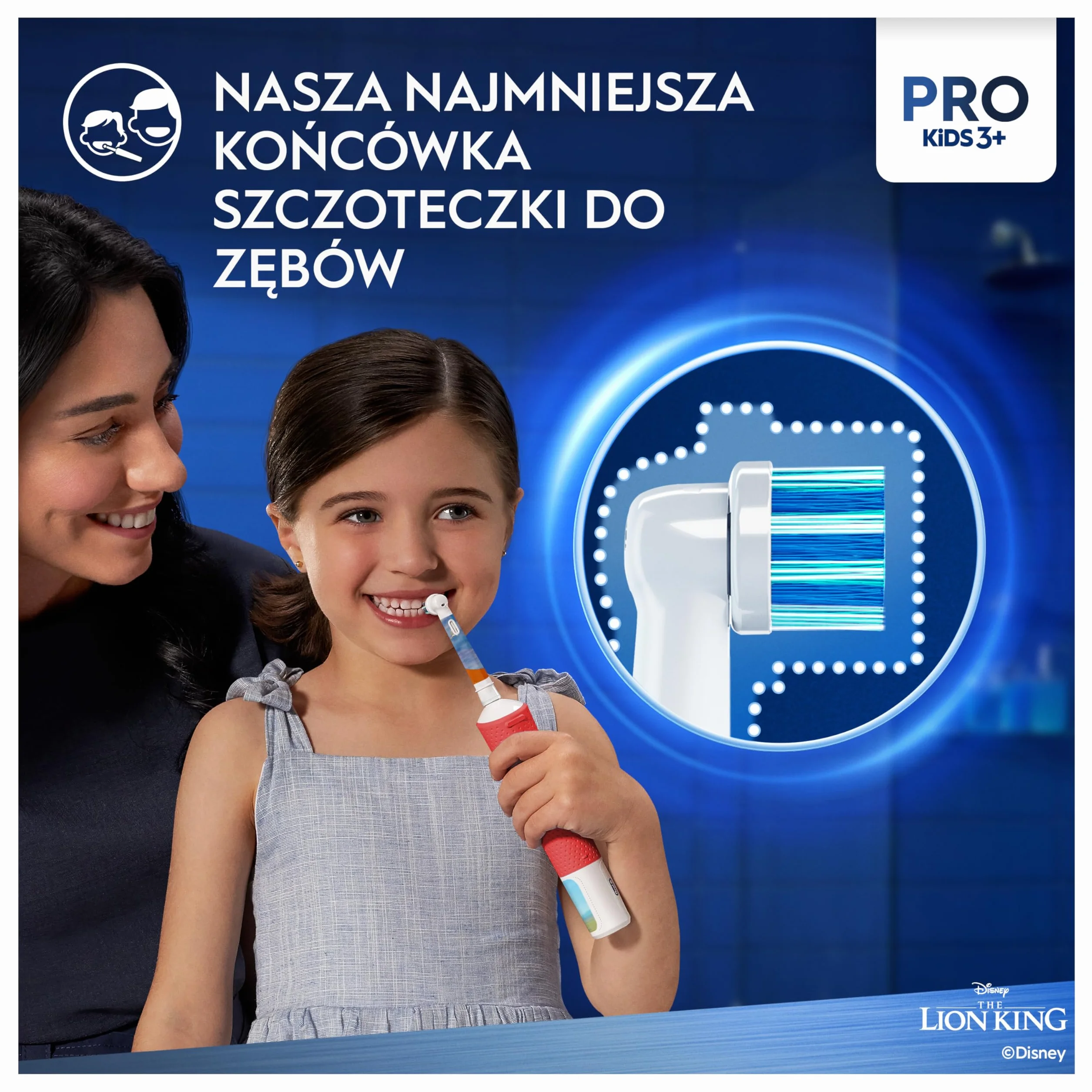 Oral-B Pro Kids Szczoteczka elektryczna Król Lew, 1 rączka szczoteczki dla dzieci Pro Kids, 1 ładowarka, 1 końcówka do szczoteczki, 1 etui podróżne, stworzona w technologii Braun