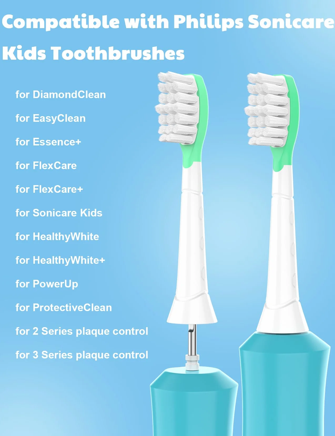 8 wymiennych szczoteczek do zębów kompatybilnych z Philips Sonicare dla dzieci w wieku od 7 lat, do szczoteczek do zębów dla dzieci, różowe/zielone