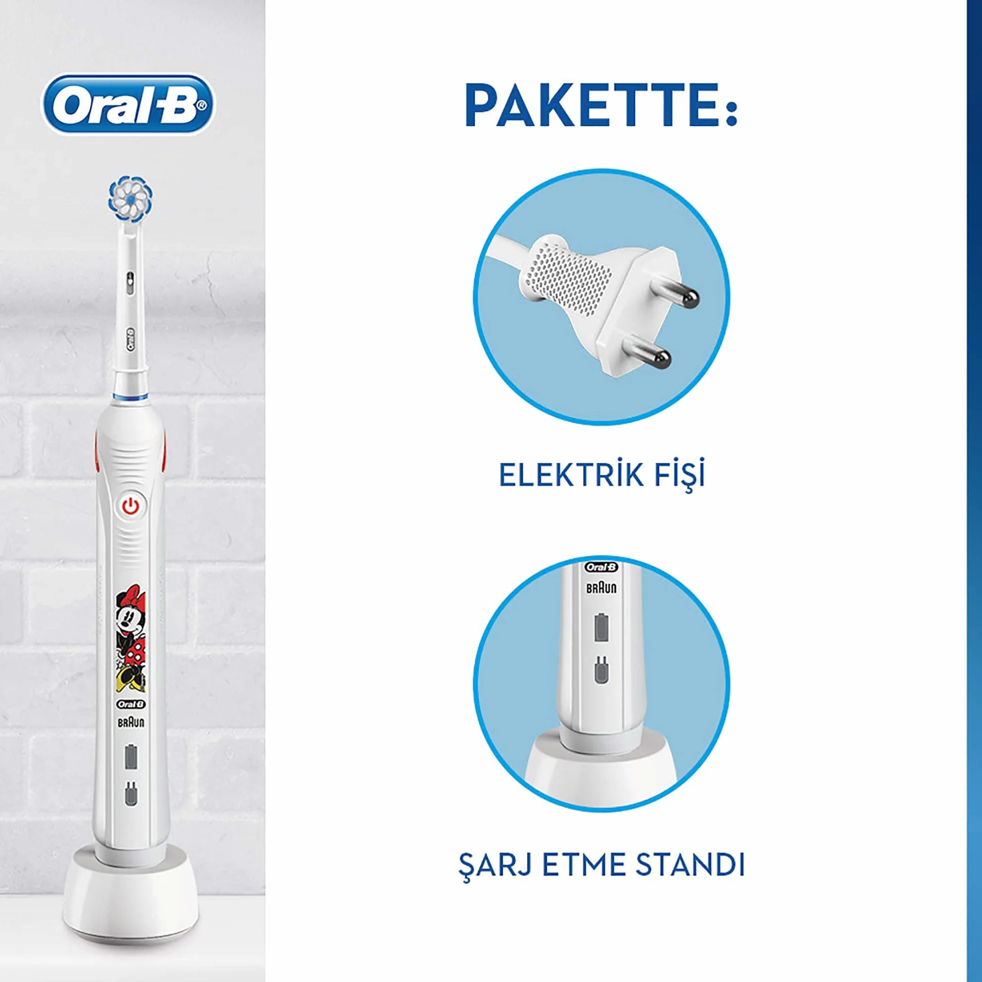 Oral-B - Junior - Myszka Minnie - Elektryczna szczoteczka do zębów - Biała - 1 sztuk
