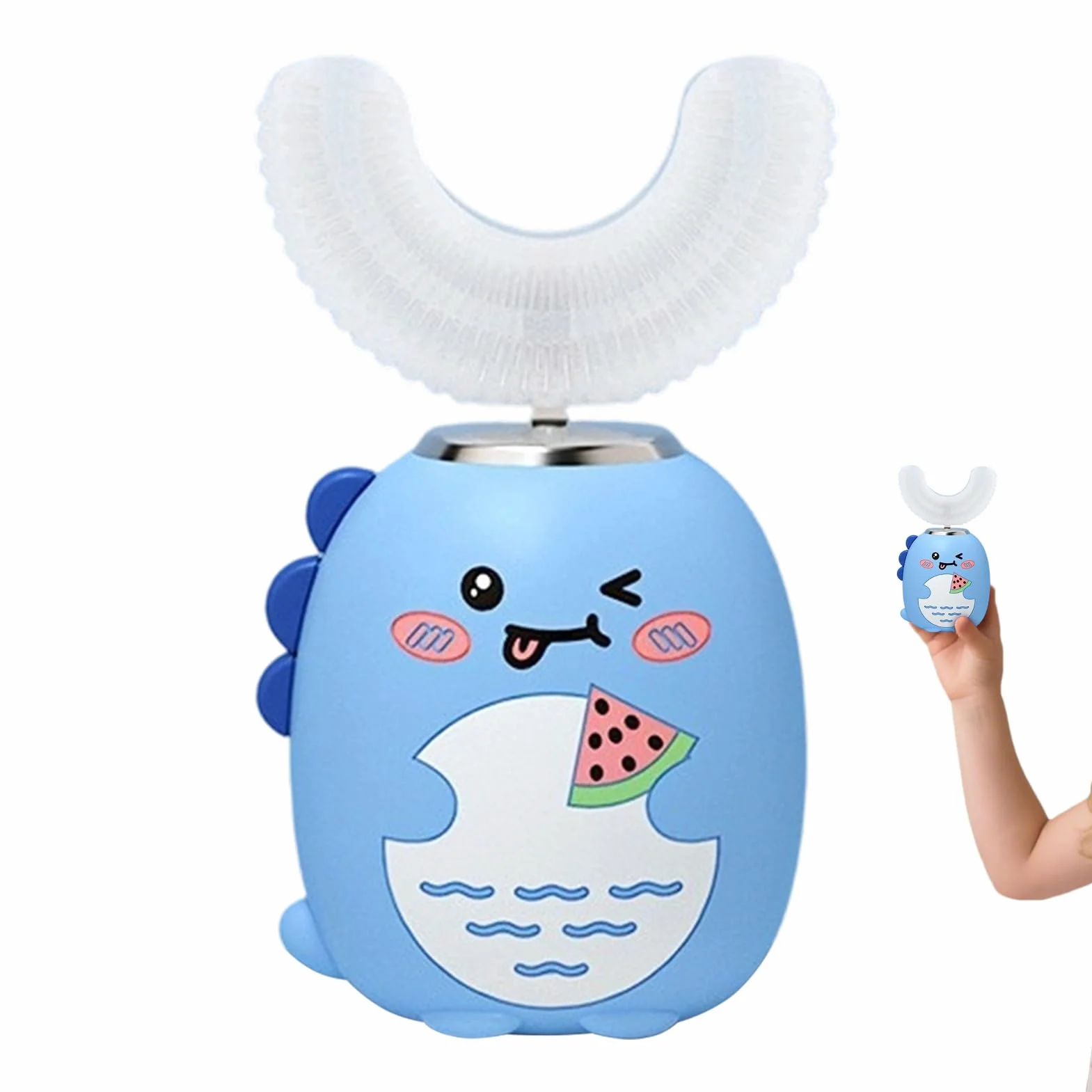 Kids Electric Toothbrush - Cartoon Waterproof Toothbrush, Electric U Shaped with 3 Modes Timer, Hygiene Accessory, Care Tool, Brushing Gadget for Ages 2-6 Boys Girls Preventing Cavities Care