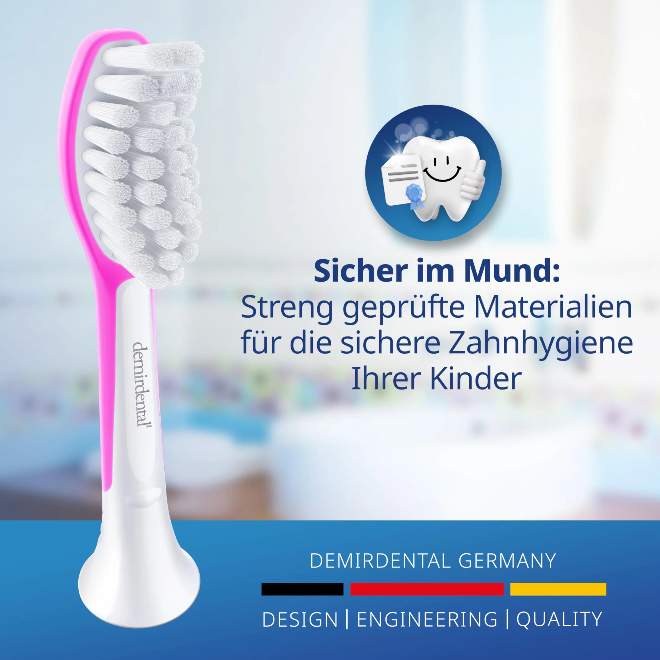 demirdental Philips Sonicare głowice dziecięce dla dzieci, pierwsze zęby stałe 7-10 lat, odpowiednik HX6048 HX6043, magenta, zestaw 8 szt