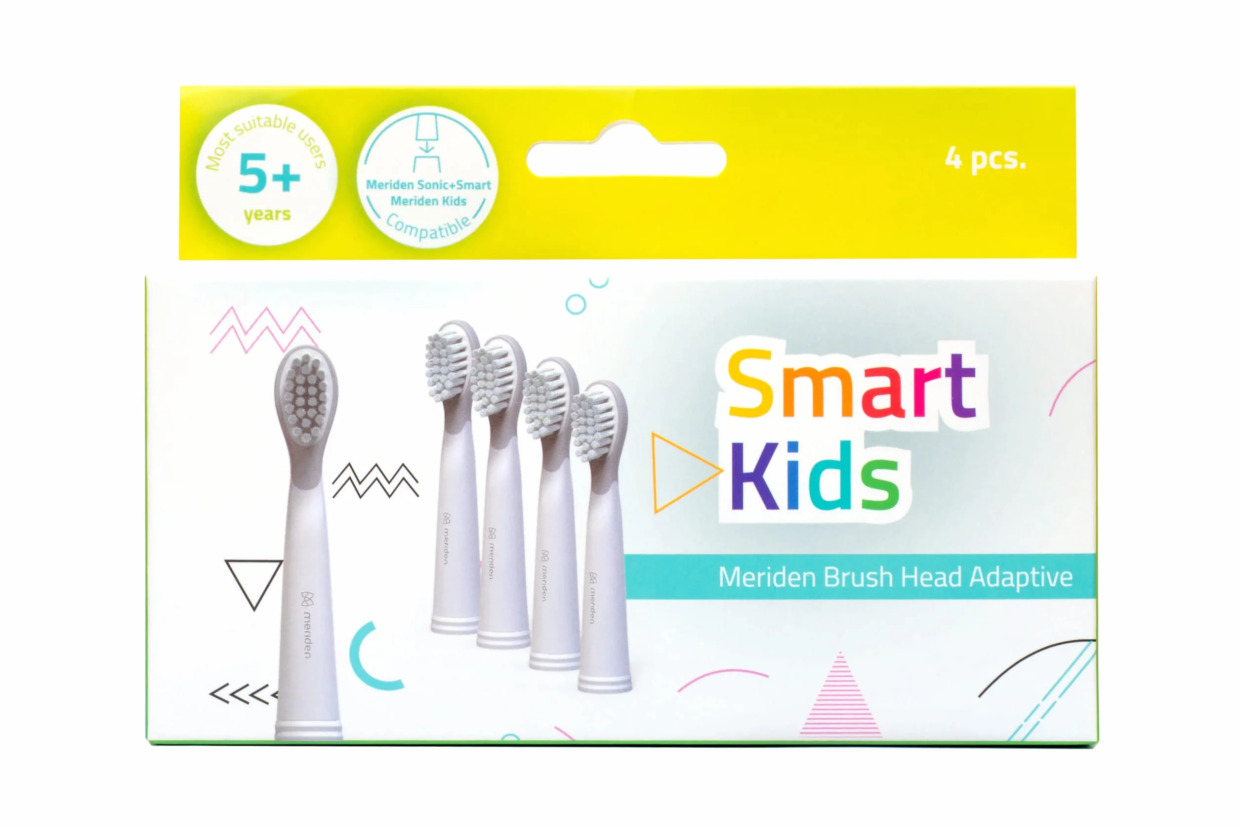 meriden Adaptacyjne wymienne szczoteczki do zębów Smart Kids i Sonic+ Smart dla dzieci od 5 lat, 4 sztuki, miękkie