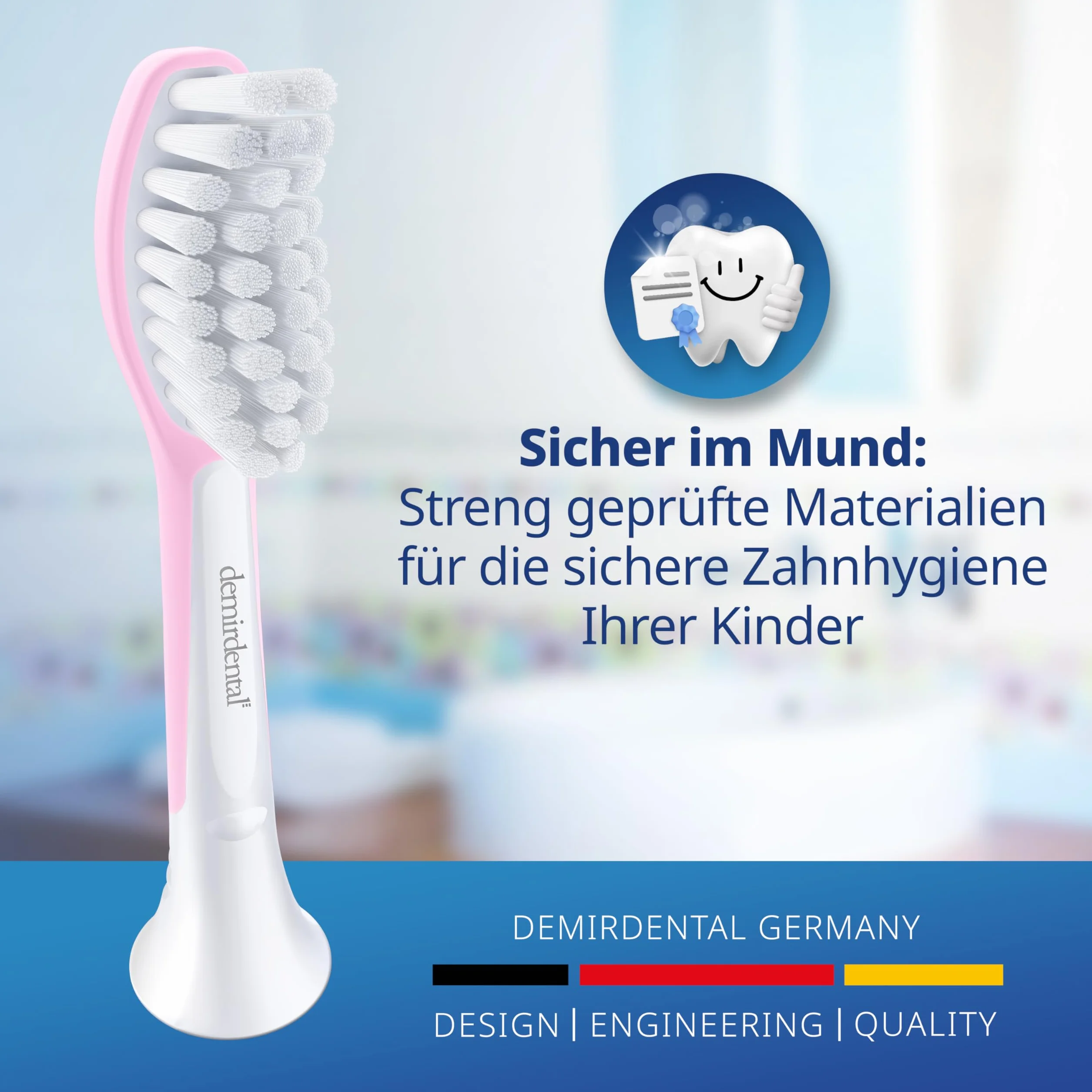 demirdental Szczotki zamienne dla dzieci, pasują do Philips Sonicare Kids, odpowiednie dla dzieci w wieku 7-10 lat, odpowiadają HX6044 HX6048, różowe, zestaw 8 sztuk
