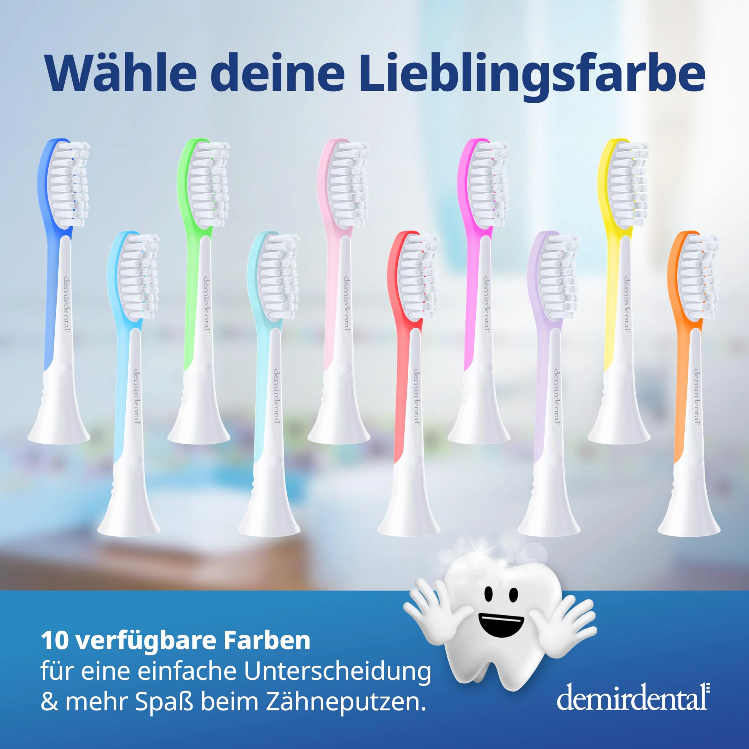 demirdental Szczotki zamienne dla dzieci, pasują do Philips Sonicare Kids, odpowiednie dla dzieci w wieku 7-10 lat, odpowiadają HX6044 HX6048, turkusowe, zestaw 8 sztuk