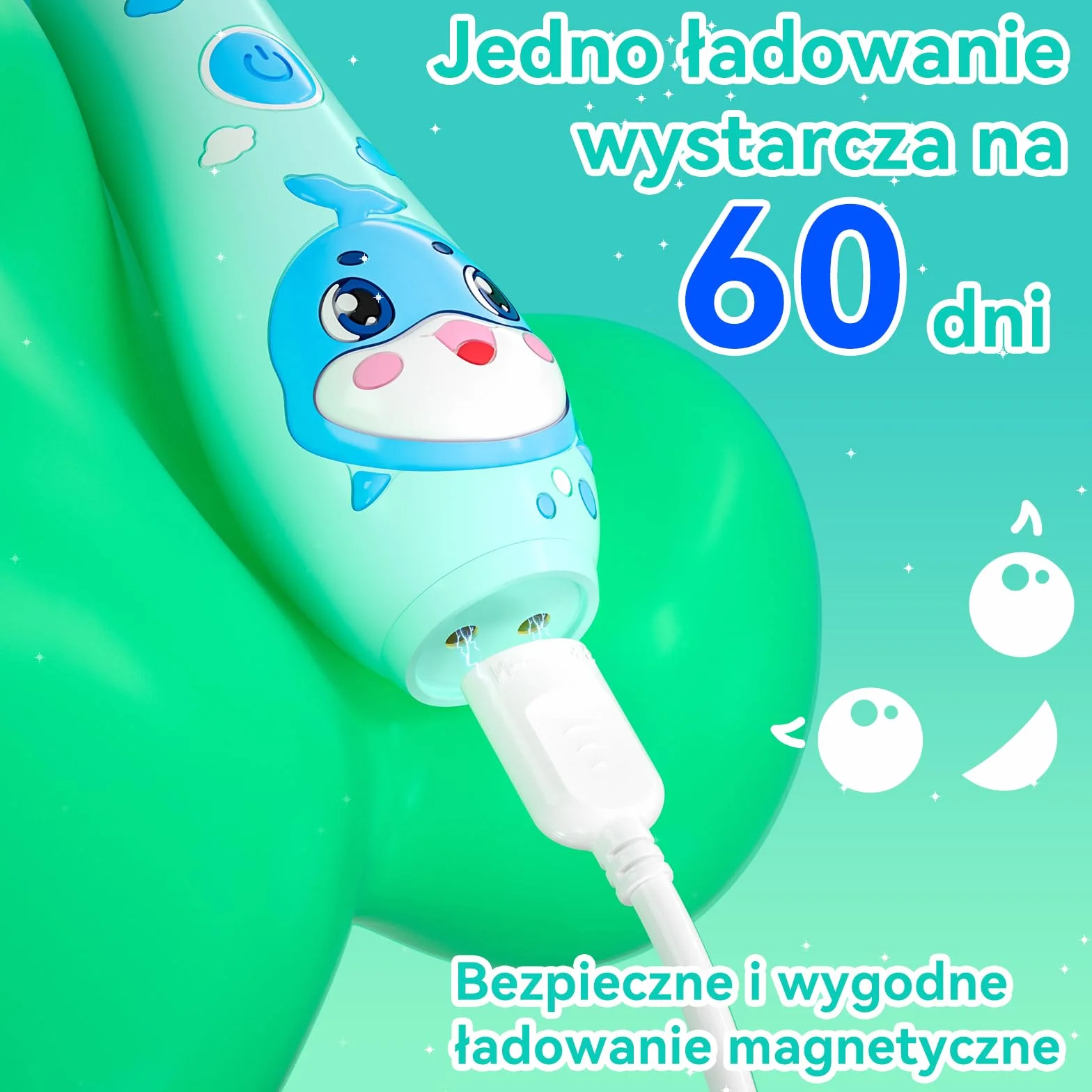 Seago Elektryczna szczoteczka do zębów dla dzieci w wieku 0-6 lat z kolorowym światłem LED, Smart timer, szczoteczka do zębów dla niemowląt z 8 miękkimi wymiennymi głowicami, wodoszczelność