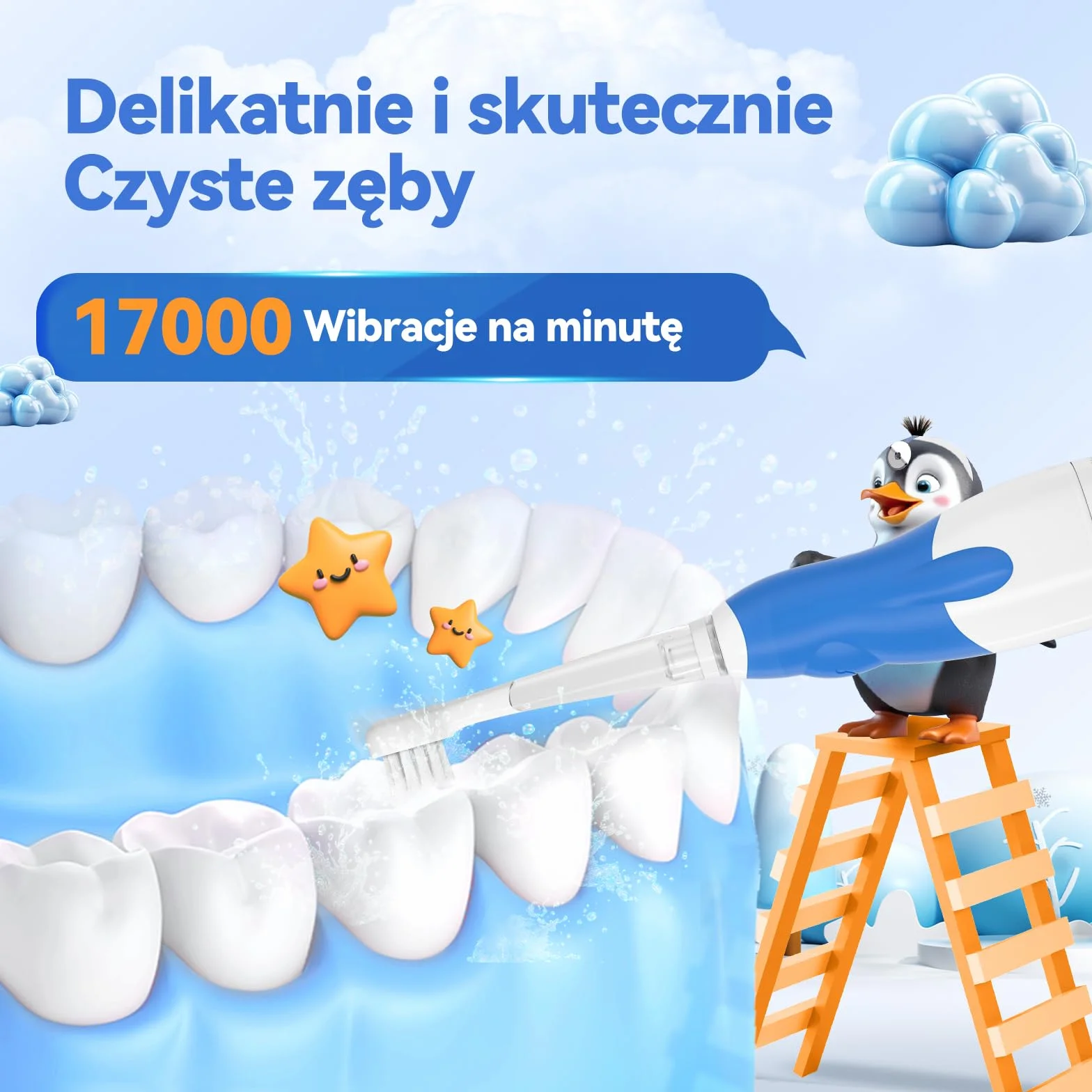 Seago Szczoteczka do zębów dla niemowląt w wieku 0-2-3 lat, elektryczna, dla małych dzieci, zasilana bateriami, soniczna szczoteczka do zębów z timerem, światłem LED i 4 miękkimi końcówkami