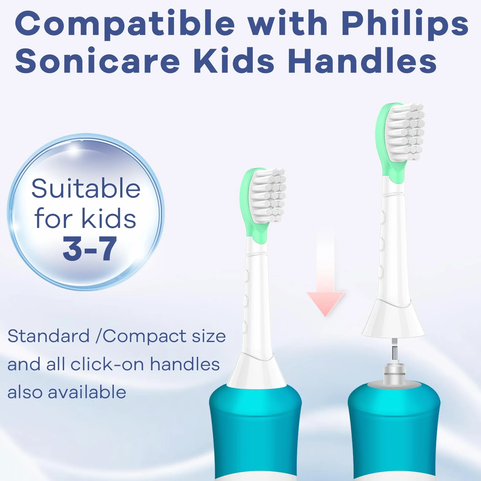 8 wymiennych szczoteczek dla dzieci, kompatybilne z Philips Sonicare mini szczoteczki do zębów dla dzieci, od 3-5 lat, różowe/zielone