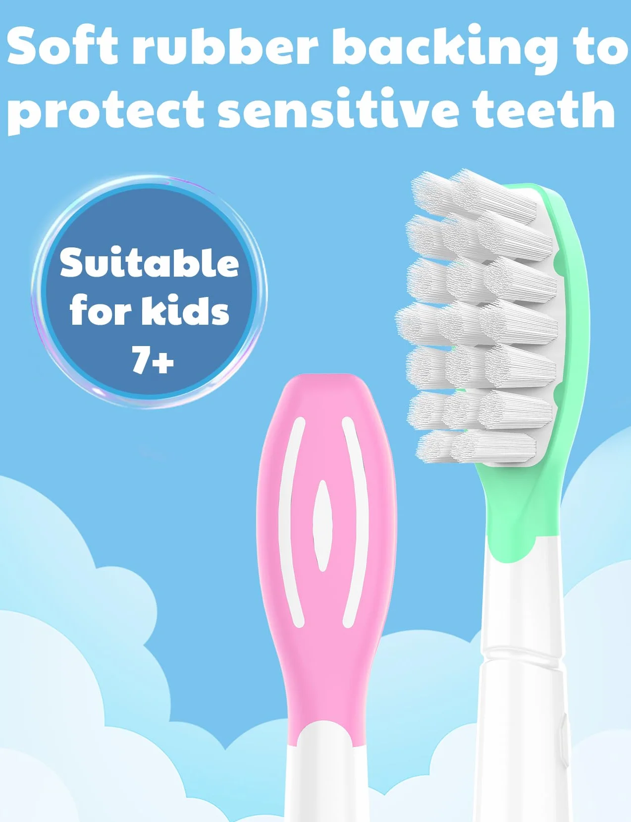 8 wymiennych szczoteczek do zębów kompatybilnych z Philips Sonicare dla dzieci w wieku od 7 lat, do szczoteczek do zębów dla dzieci, różowe/zielone