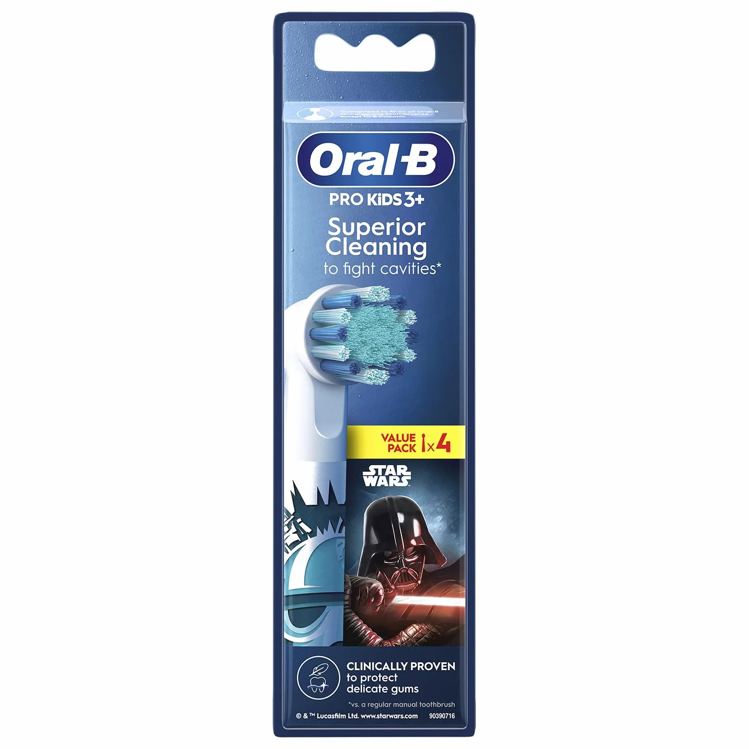 Oral-B Pro Kids końcówki do elektrycznych szczoteczek do zębów, Disney Star Wars, 4 sztuki, zaprojektowane do delikatnego szczotkowania