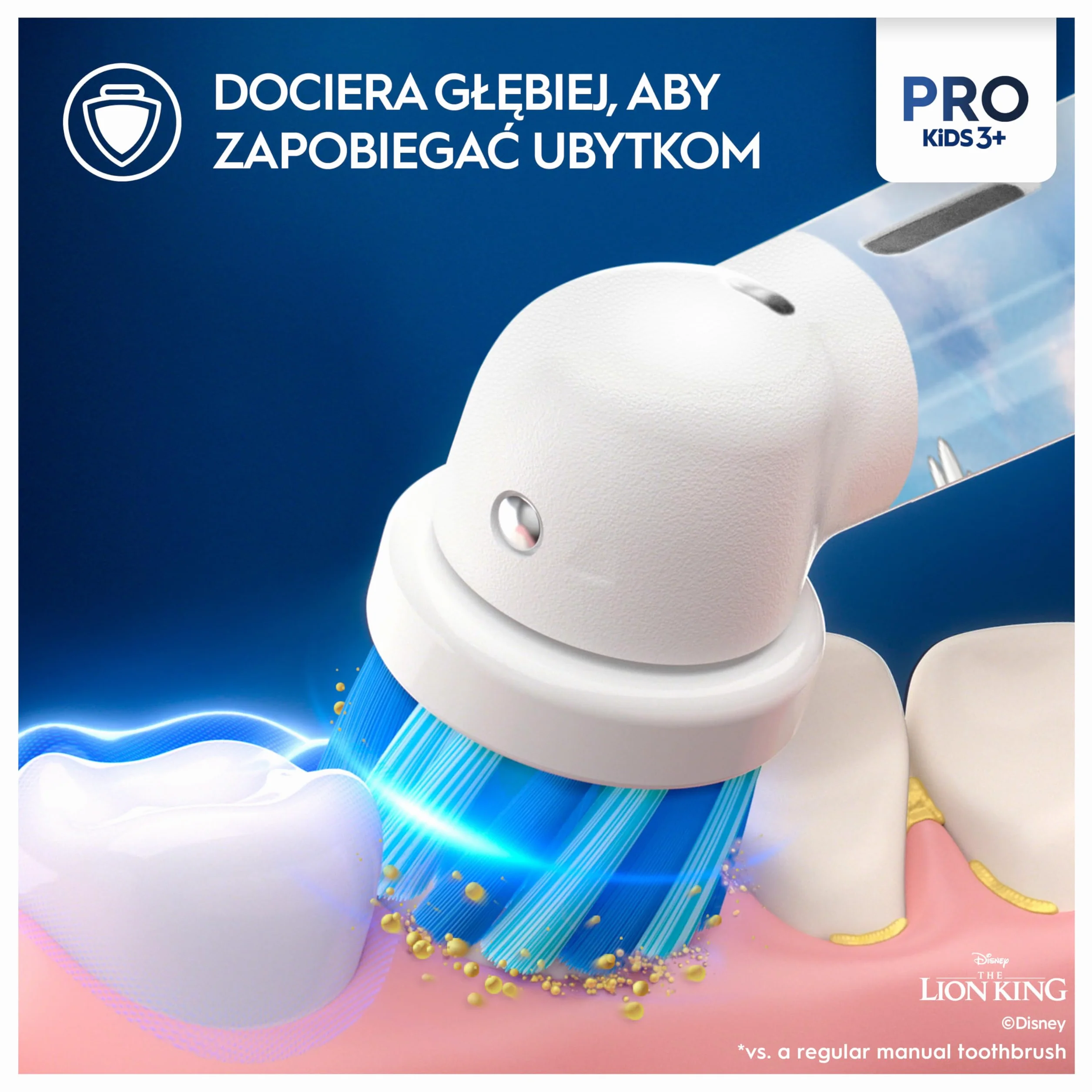 Oral-B Pro Kids Szczoteczka elektryczna Król Lew, 1 rączka szczoteczki dla dzieci Pro Kids, 1 ładowarka, 1 końcówka do szczoteczki, 1 etui podróżne, stworzona w technologii Braun