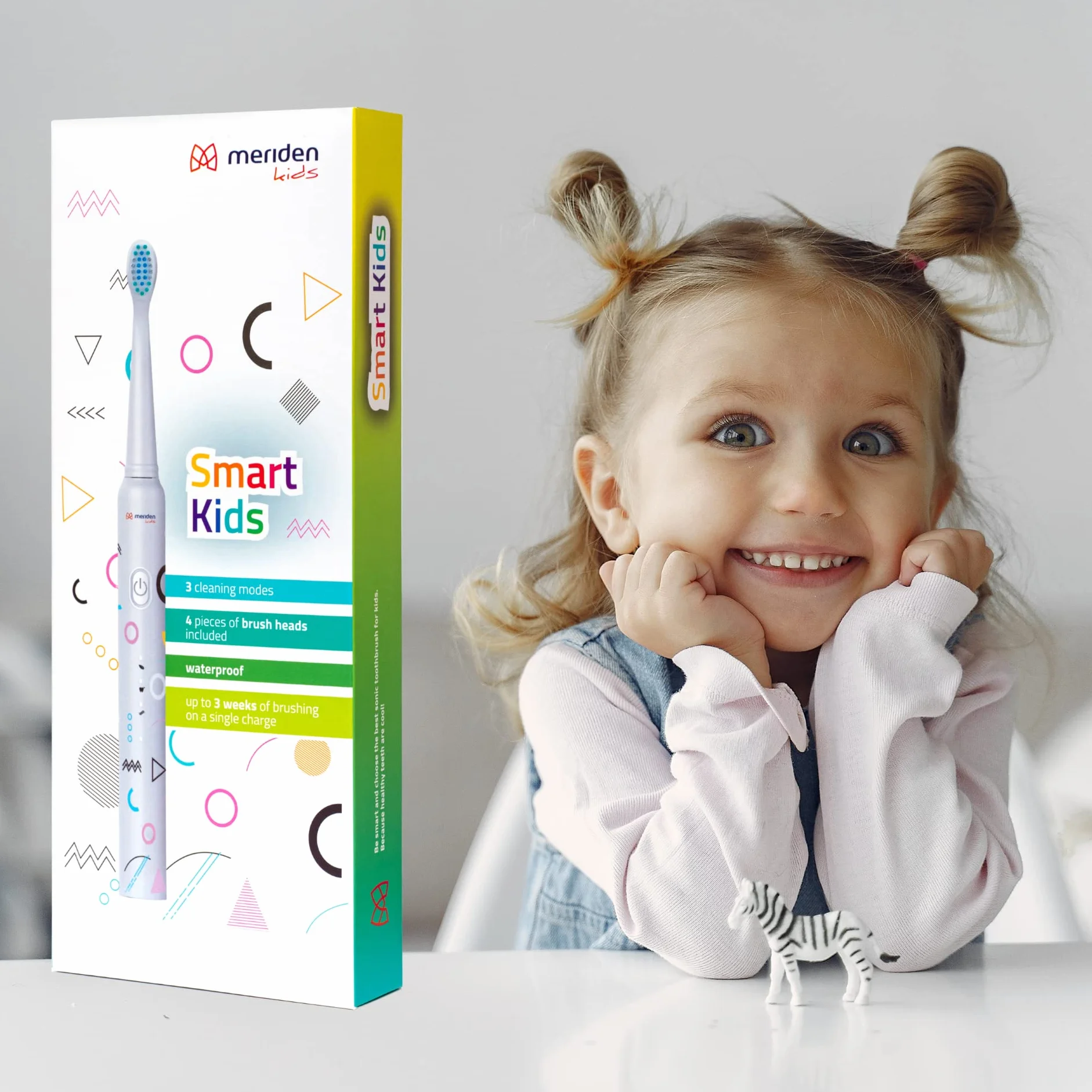 MERIDEN Smart KIDS MK200G szczoteczka do zębów dla dzieci od 5 lat, końcówka z timerem, wodoszczelna, elektryczna szczoteczka do zębów