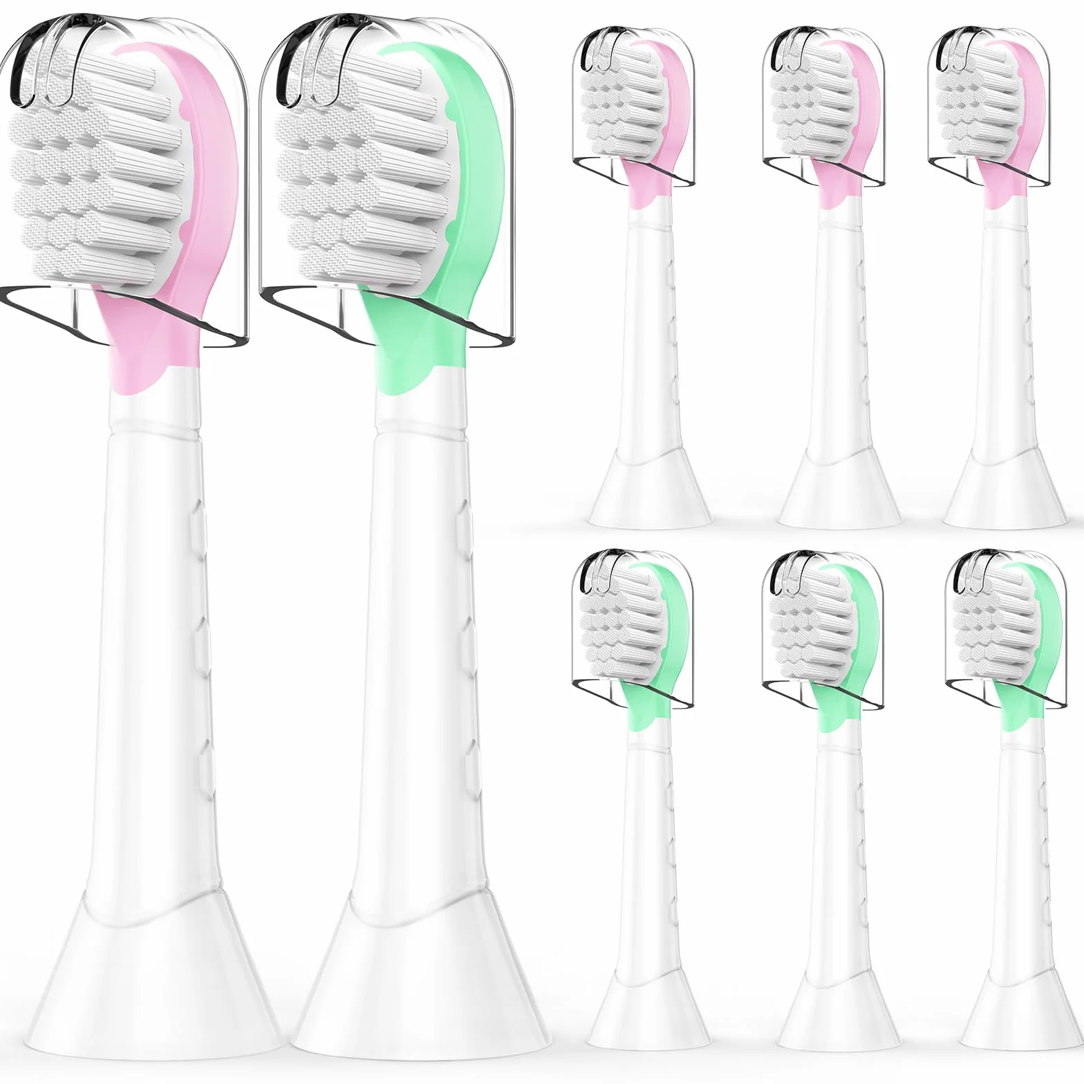 8 wymiennych szczoteczek dla dzieci, kompatybilne z Philips Sonicare mini szczoteczki do zębów dla dzieci, od 3-5 lat, różowe/zielone