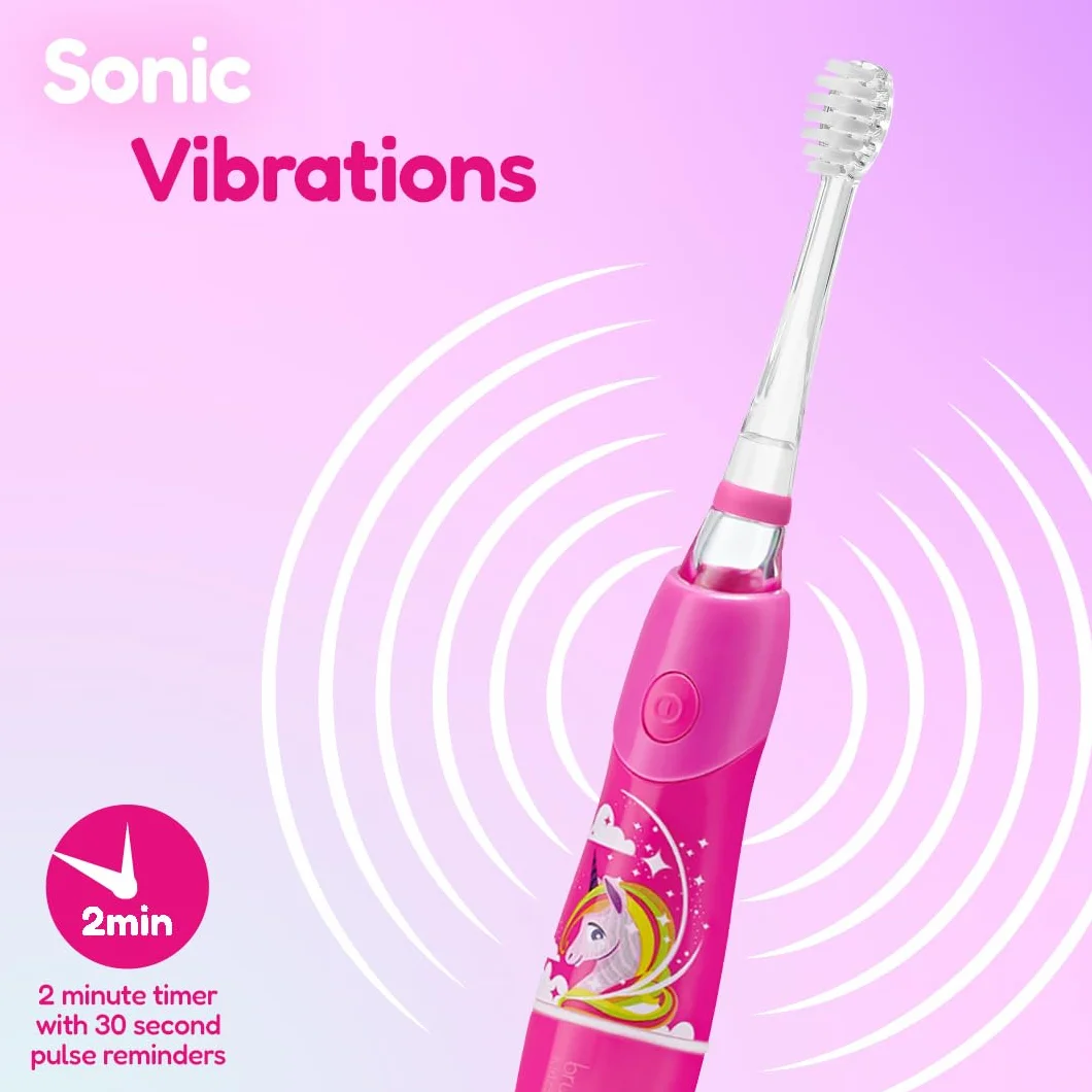 Brush-Baby Baby KidzSonic elektryczna szczoteczka do zębów dla małych dzieci i dzieci, dla dzieci od 3 lat (jednorożec), 1 sztuka (1 opakowanie)