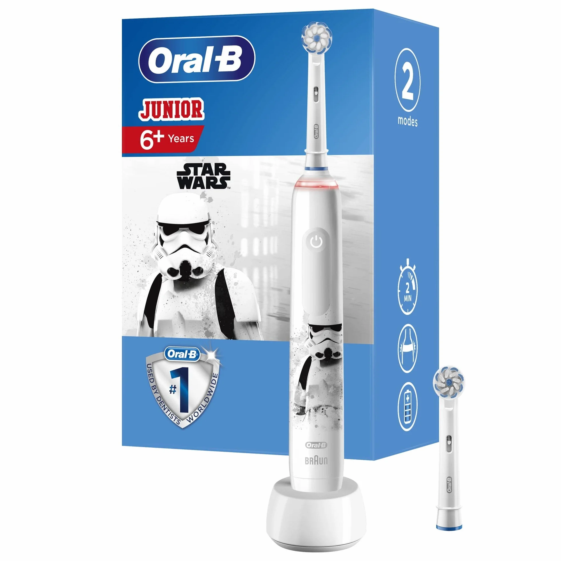 Oral-B Elektryczna szczoteczka do zębów, 1 uchwyt z Gwiezdnymi Wojnami, 2 szczotki, 6 lat i więcej