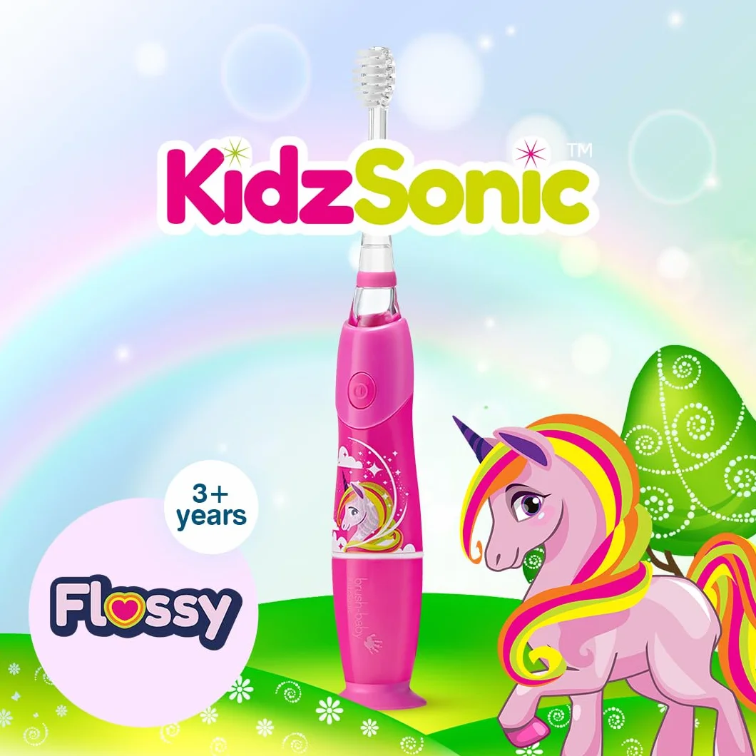 Brush-Baby Baby KidzSonic elektryczna szczoteczka do zębów dla małych dzieci i dzieci, dla dzieci od 3 lat (jednorożec), 1 sztuka (1 opakowanie)