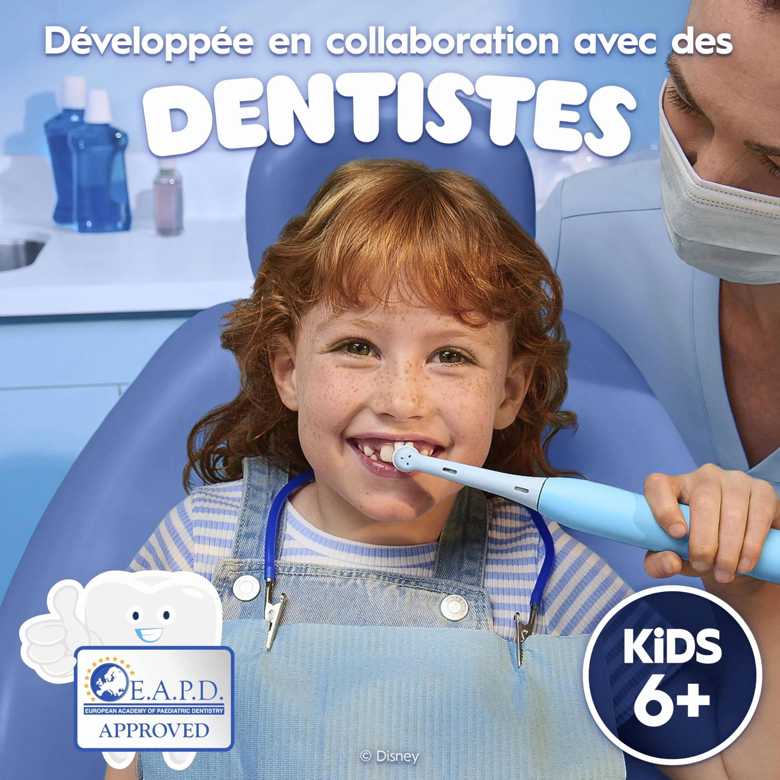 Oral-B iO Kids 6+ Disney Stitch elektryczna szczoteczka do zębów, dla dzieci od 6 lat, w zestawie 1 szczoteczka, etui podróżne, timer muzyczny i 3 tryby czyszczenia zębów — niebieska