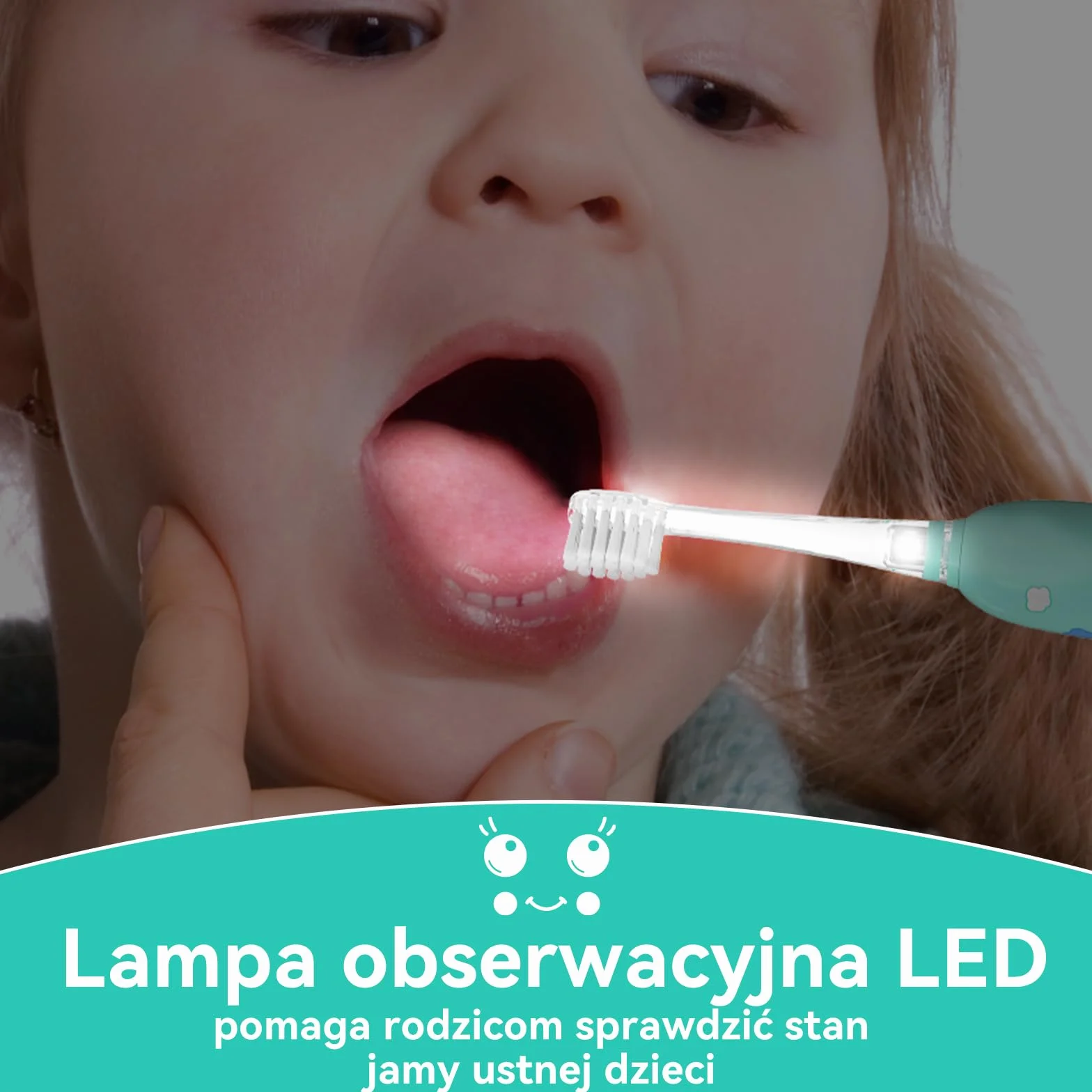 Seago Elektryczna szczoteczka do zębów dla dzieci w wieku 0-6 lat z kolorowym światłem LED, Smart timer, szczoteczka do zębów dla niemowląt z 8 miękkimi wymiennymi głowicami, wodoszczelność