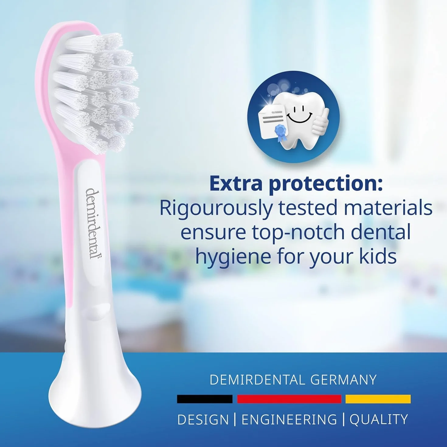 demirdental Szczotki zamienne dla dzieci, pasują do Philips Sonicare Kids Compact Mini, odpowiednie dla dzieci w wieku 3-6 lat, odpowiadają HX6034 HX6038, różowe, zestaw 8 sztuk